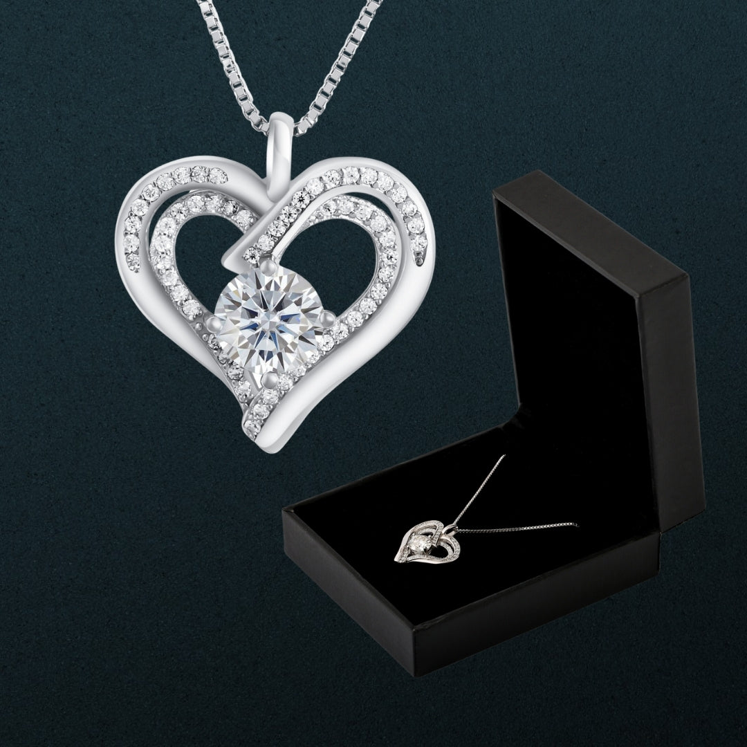 Platinum Plated 1CT Moissanite Heart Pendant Necklace For Women