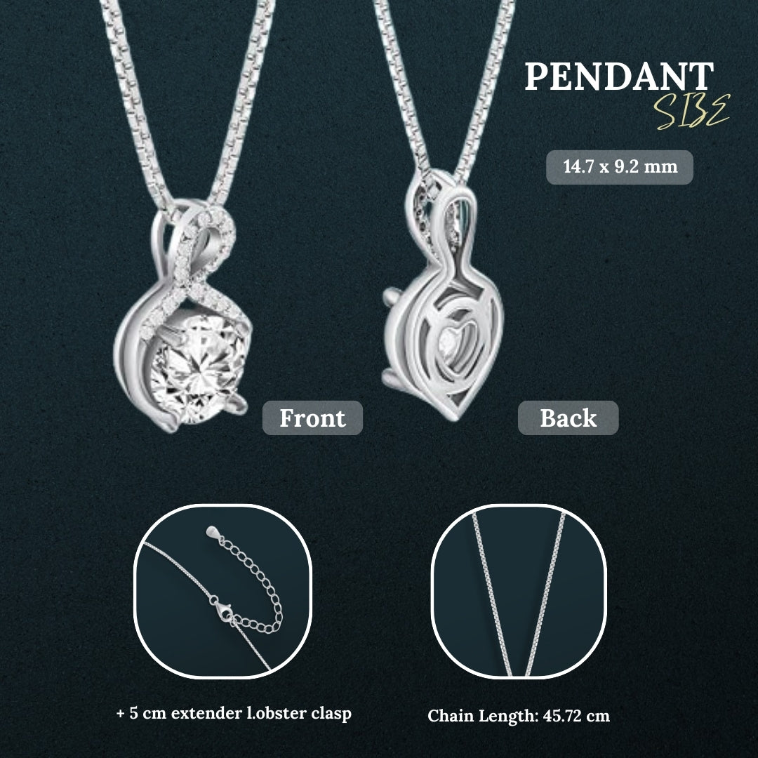 Platinum Plated Moissanite Circle Pendant Necklace (1CT)  For Women