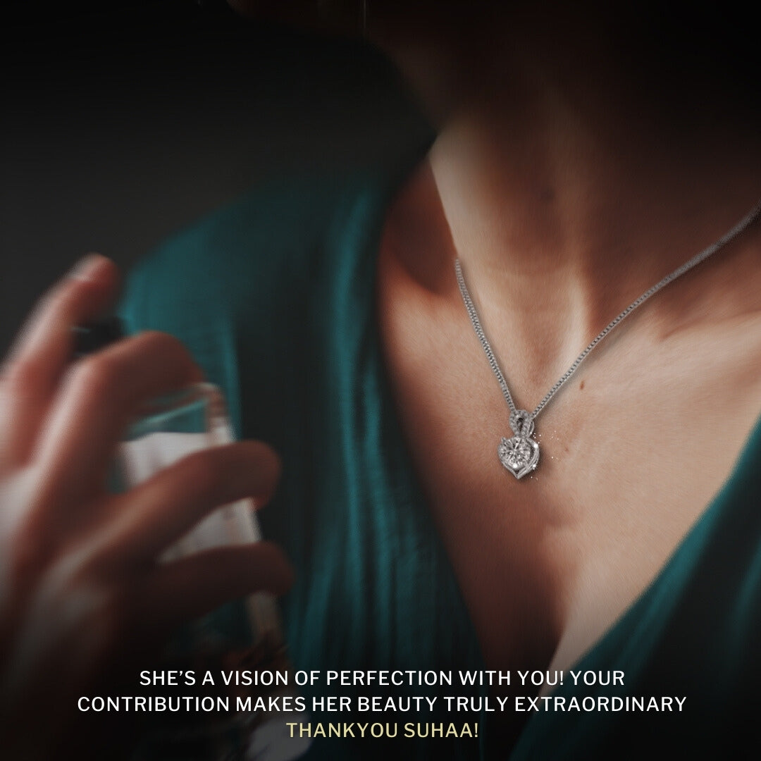 Platinum Plated Moissanite Circle Pendant Necklace (1CT)  For Women