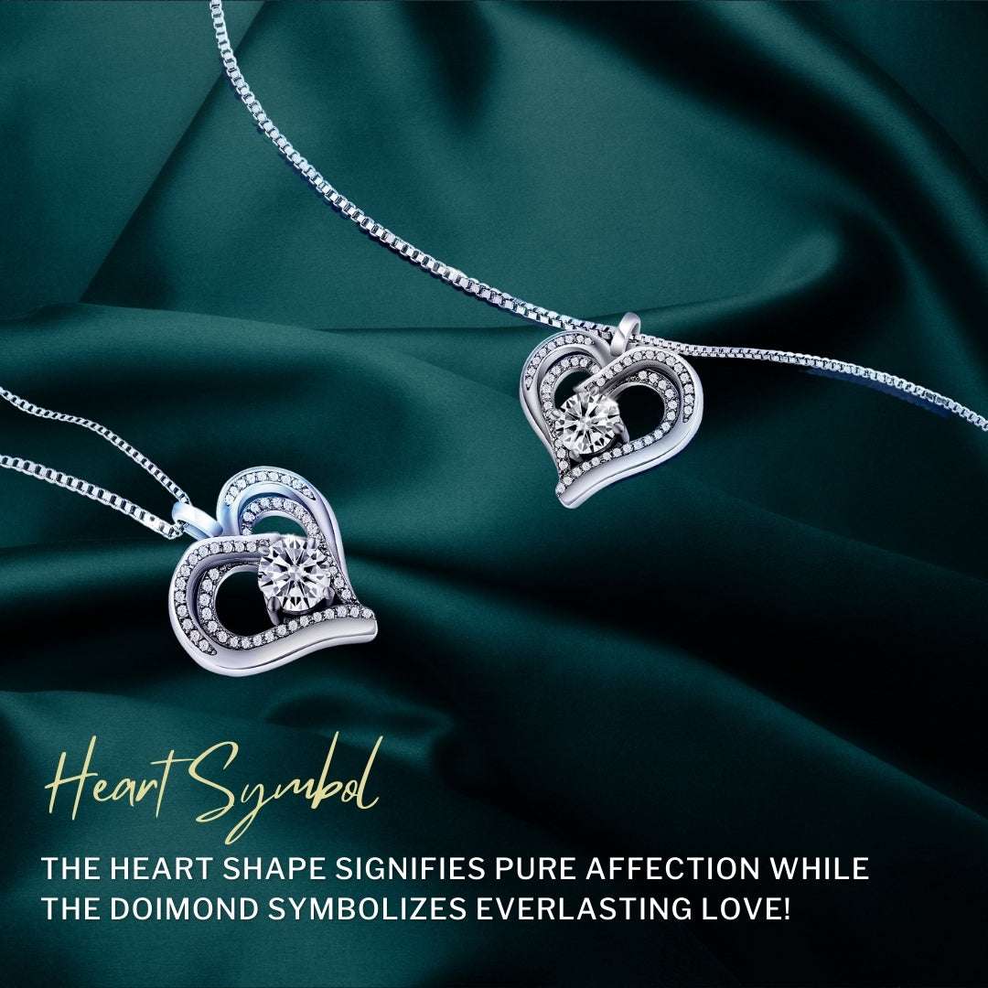 Platinum Plated 1CT Moissanite Heart Pendant Necklace For Women