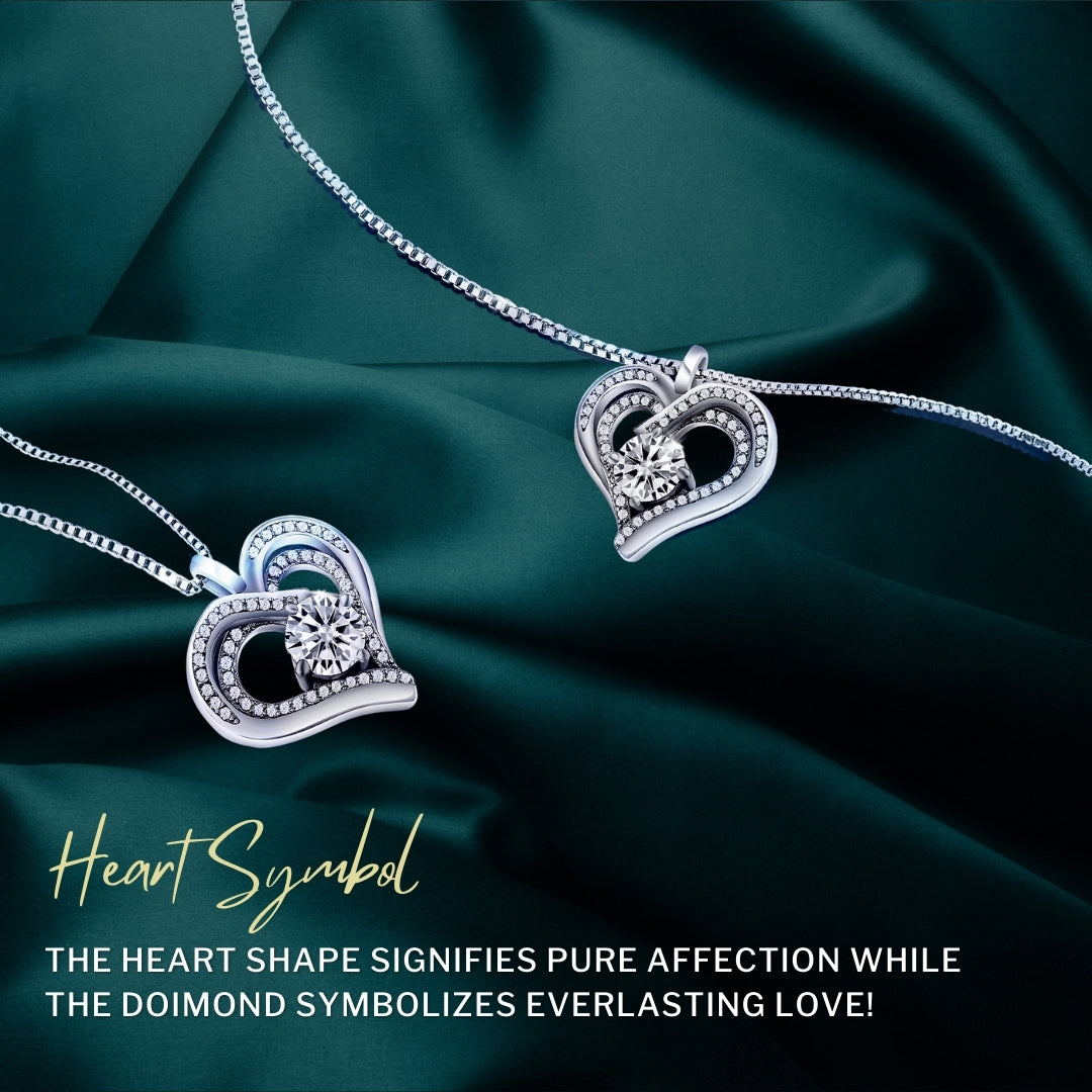 Platinum Plated 1CT Moissanite Heart Pendant Necklace For Women