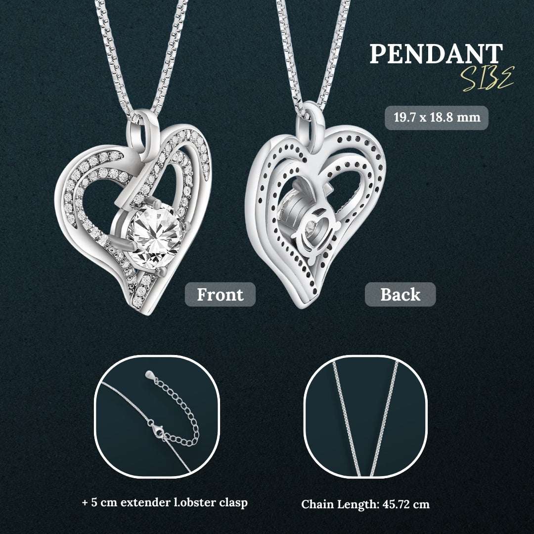 Platinum Plated 1CT Moissanite Heart Pendant Necklace For Women
