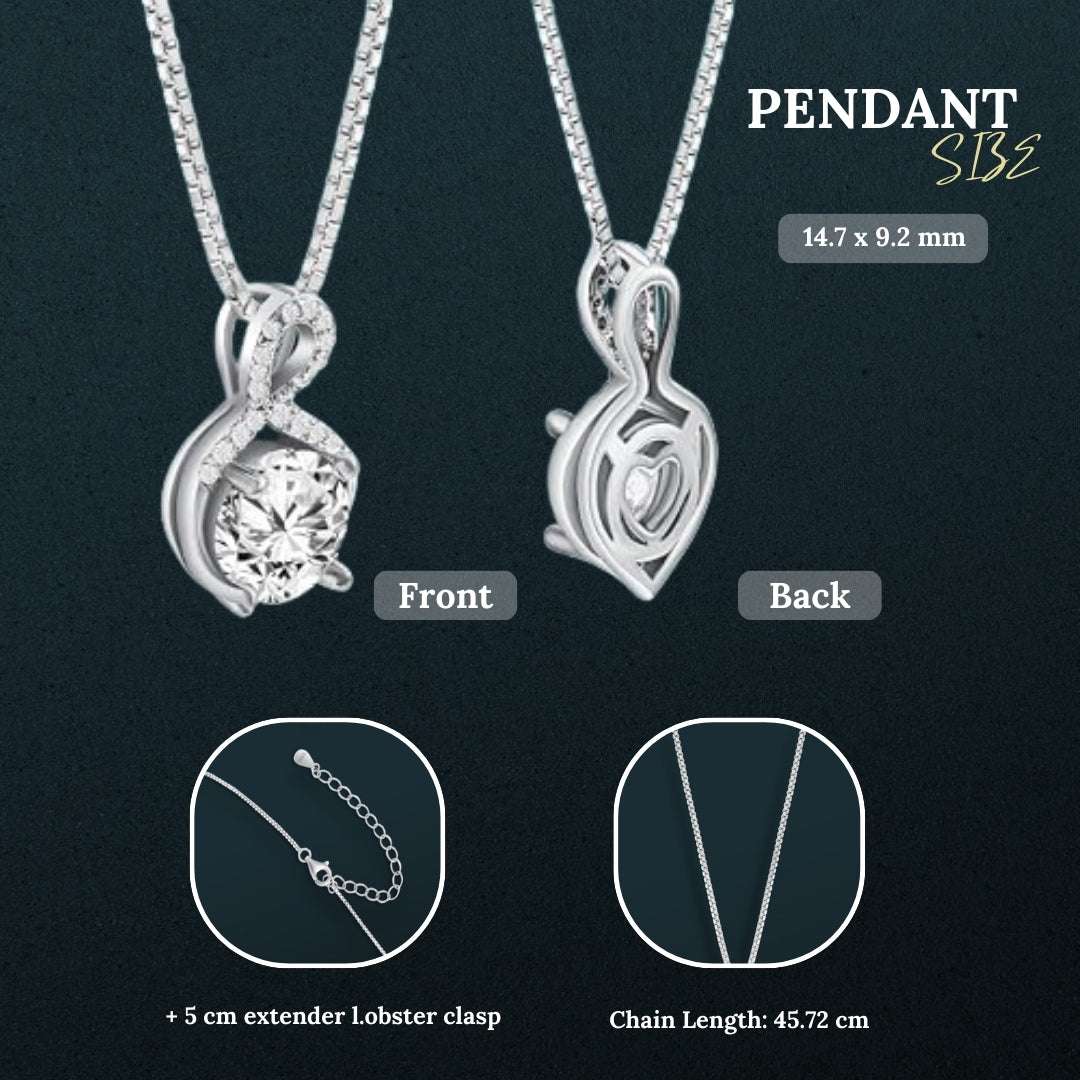 Platinum Plated Moissanite Circle Pendant Necklace (1CT)  For Women