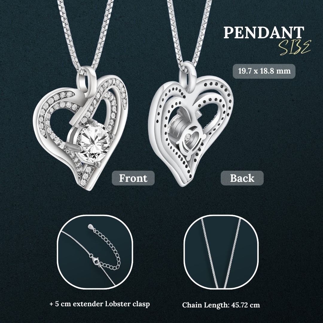Platinum Plated 1CT Moissanite Heart Pendant Necklace For Women