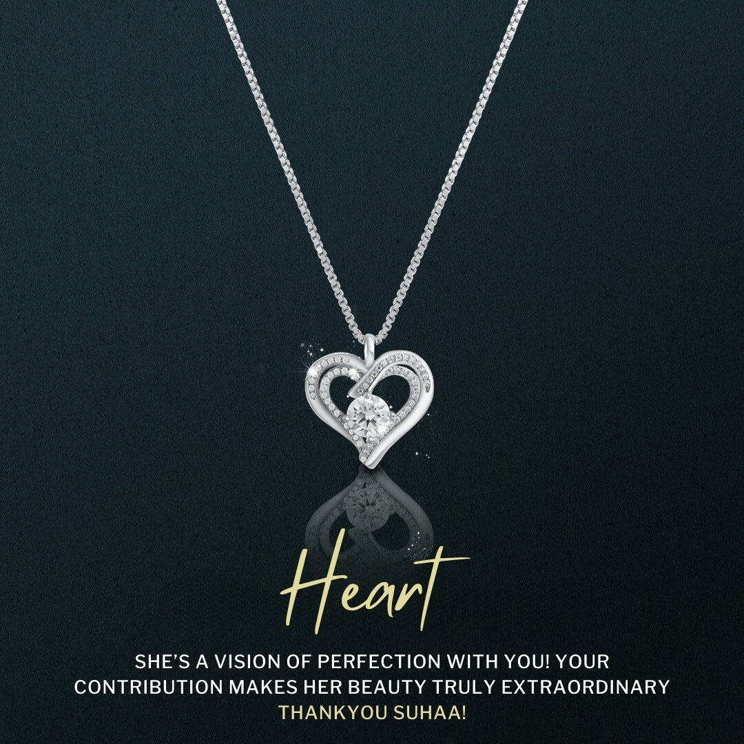 Platinum Plated 1CT Moissanite Heart Pendant Necklace For Women