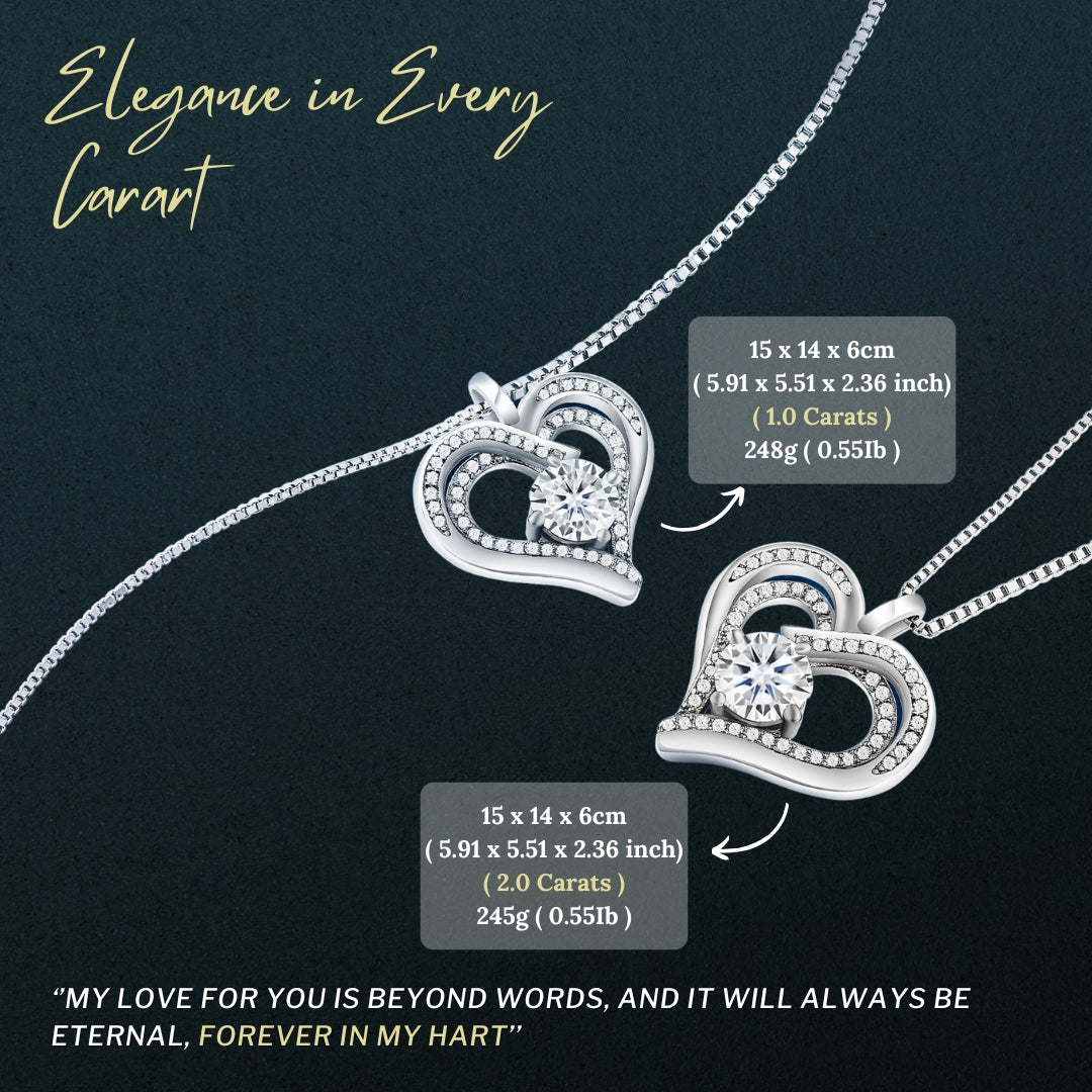 Platinum Plated 1CT Moissanite Heart Pendant Necklace For Women