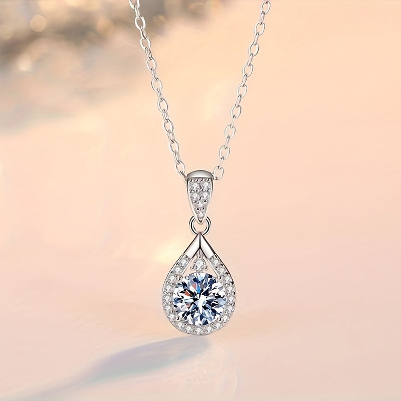 Elegant 18K Gold Plated Teardrop Moissanite Pendant Necklace