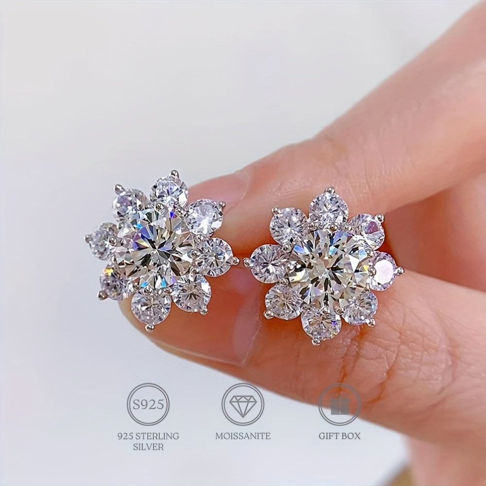 Elegant 05 Carat Moissanite Sunflower Stud Earrings Gift Set