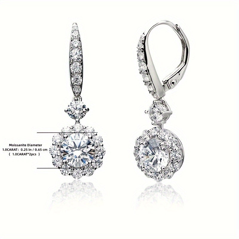 Elegant S925 Sterling Silver Moissanite Earrings for Women