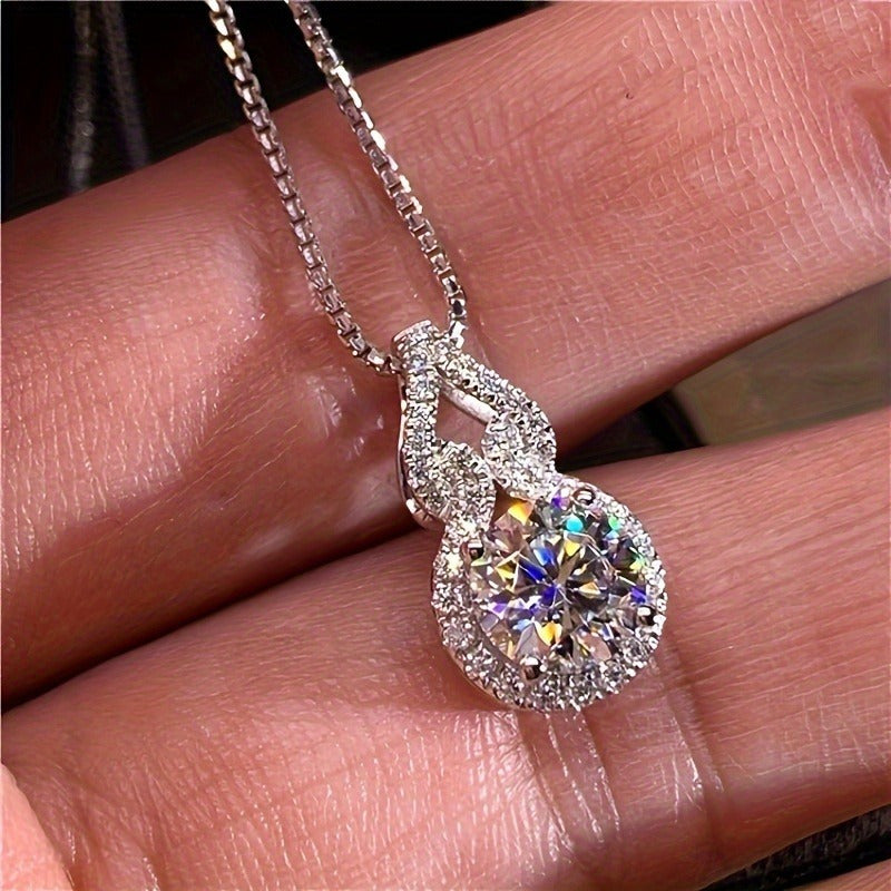 S925 Sterling Silver 3 Carat Moissanite Drop Pendant Necklace  Elegant Wedding Jewelry Perfect Birthday  Mothers Day Gift for Women